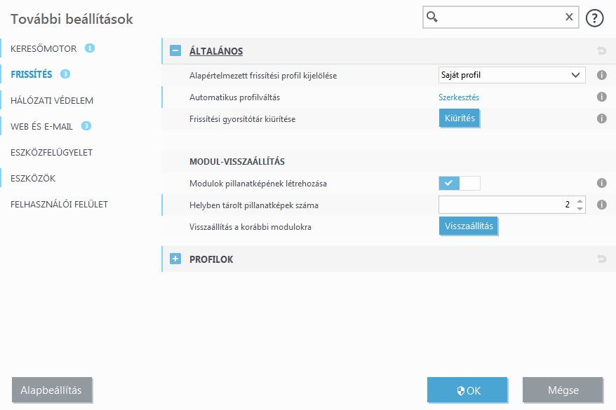 Modul-visszaállítás Modul-visszaállítás