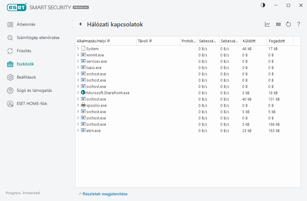 Hálózati kapcsolatok Hálózati kapcsolatok