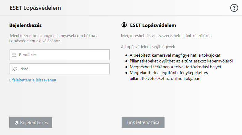 Bejelentkezés a ESET HOME szolgáltatásba Bejelentkezés a ESET HOME szolgáltatásba