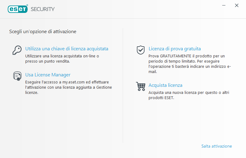 Attivazione prodotto