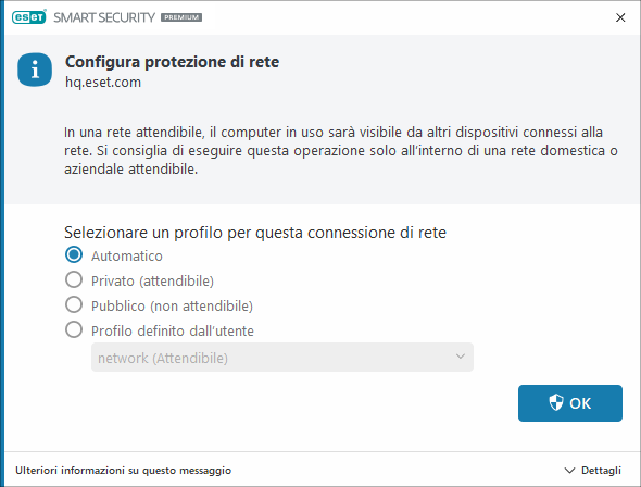 Connessione di rete rilevata