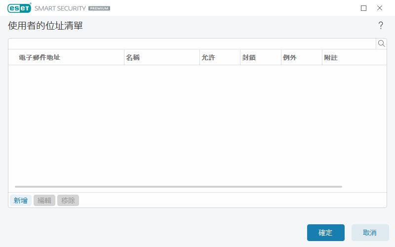 ユーザーのアドレスリスト