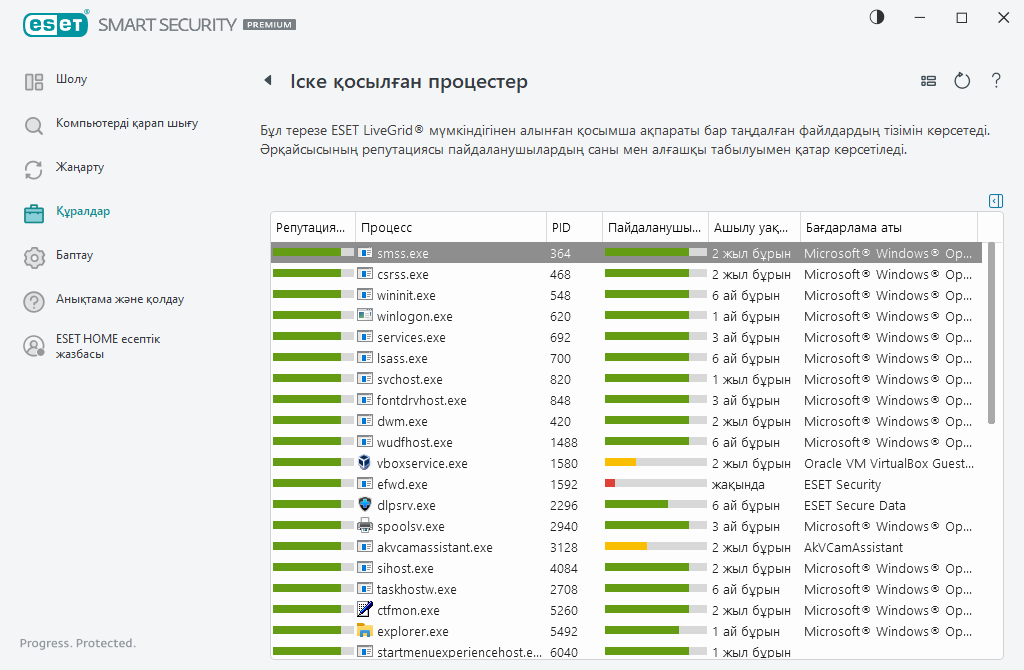 Іске қосылған процестер Іске қосылған процестер