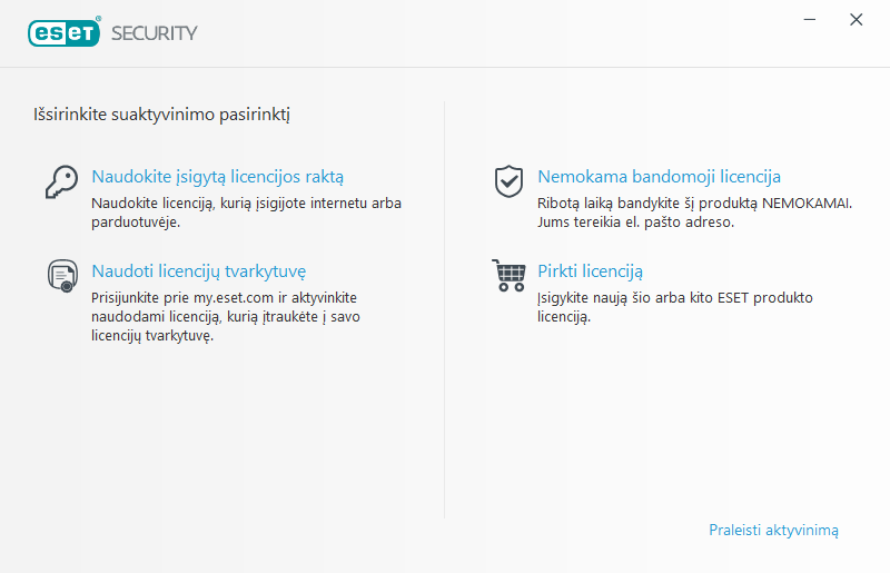 Produkto aktyvinimas Produkto aktyvinimas