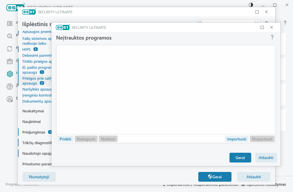 Neįtrauktos programos Neįtrauktos programos