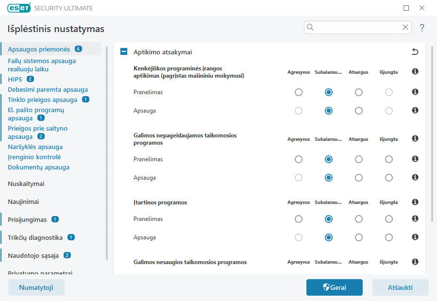 Aptikimo atsakymai Aptikimo atsakymai