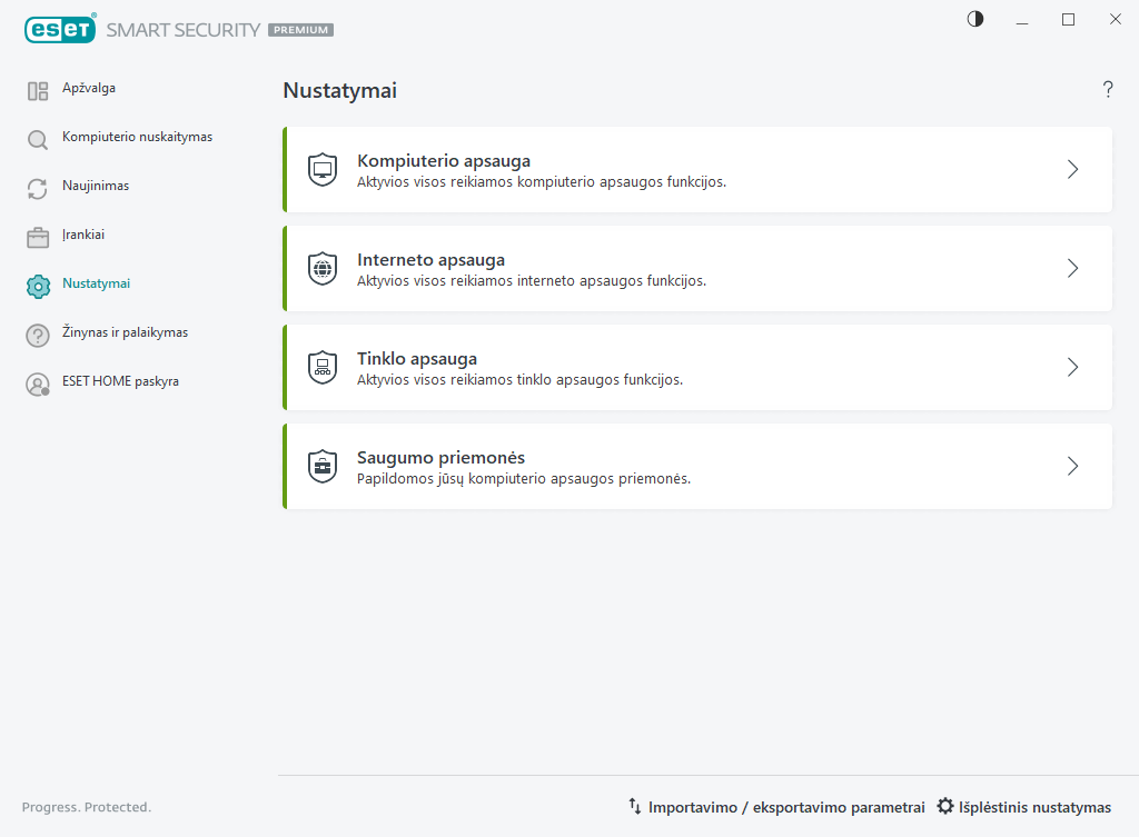 Nustatymai Nustatymai