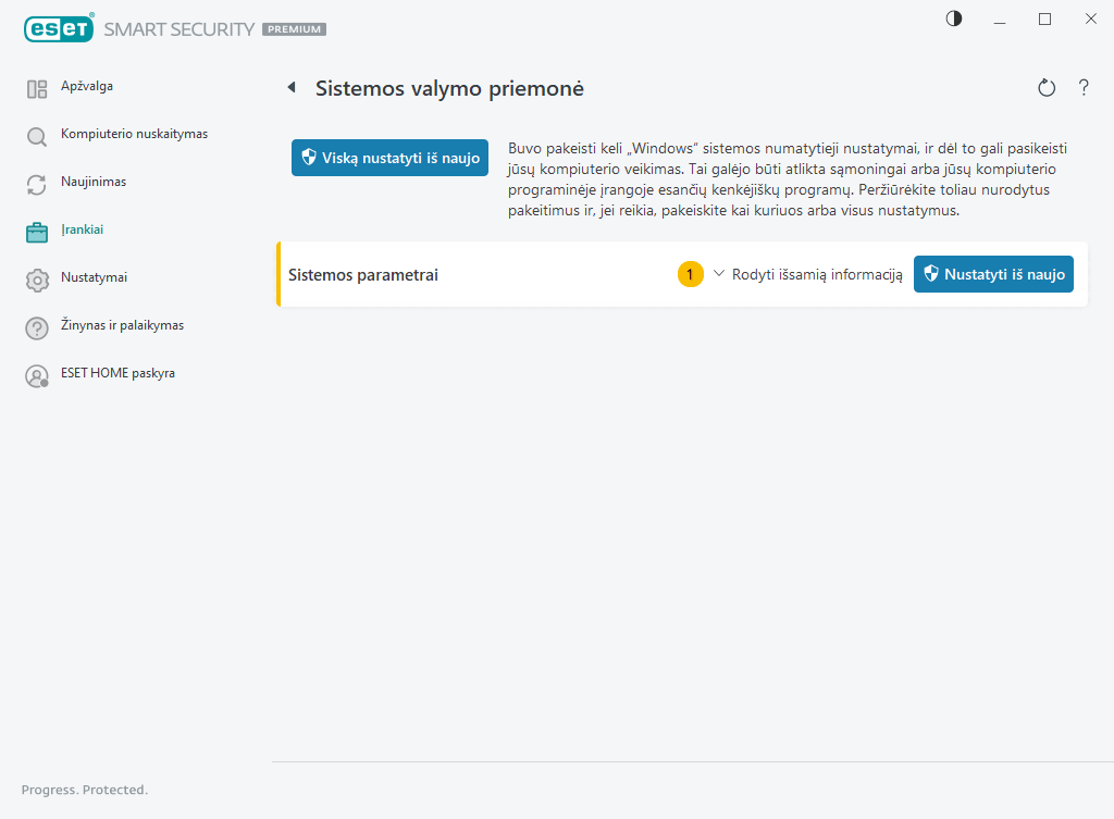 Sistemos valymo priemonė Sistemos valymo priemonė
