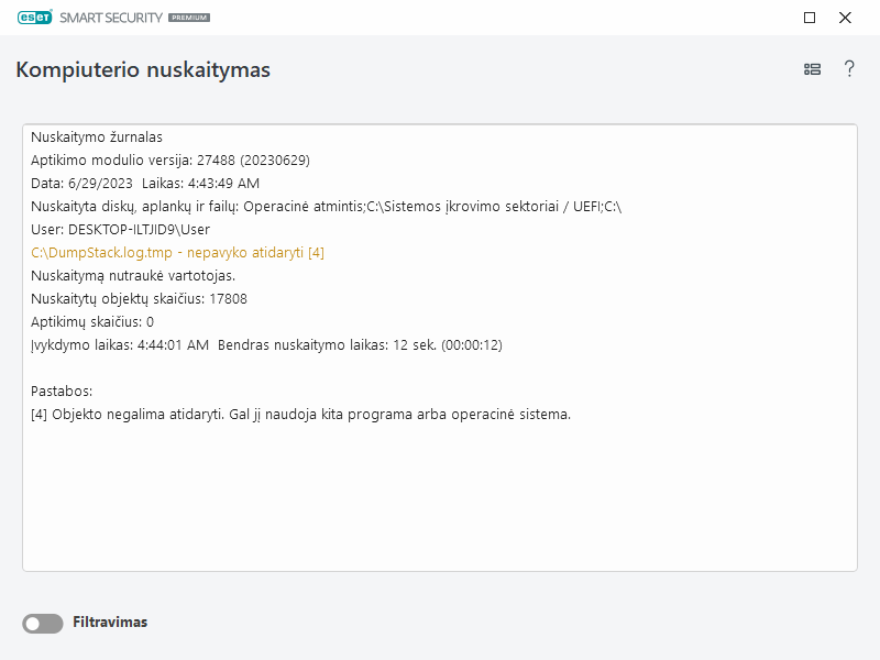 Kompiuterio nuskaitymo žurnalas Kompiuterio nuskaitymo žurnalas