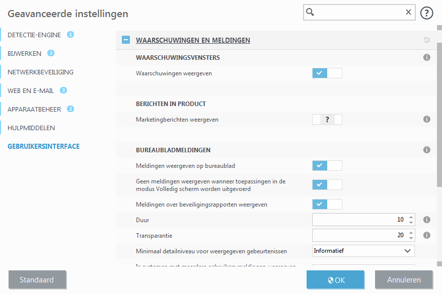 Interactieve waarschuwingen