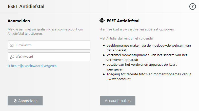 Aanmelden bij ESET HOME Aanmelden bij ESET HOME