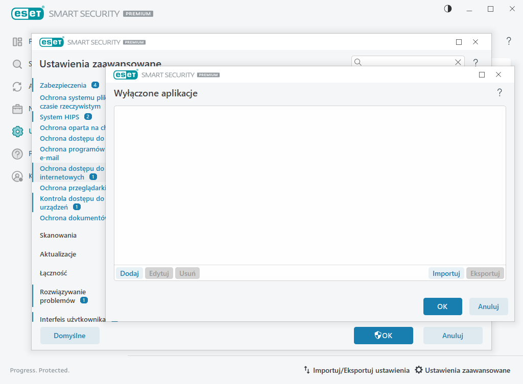 Aplikacje wyłączone