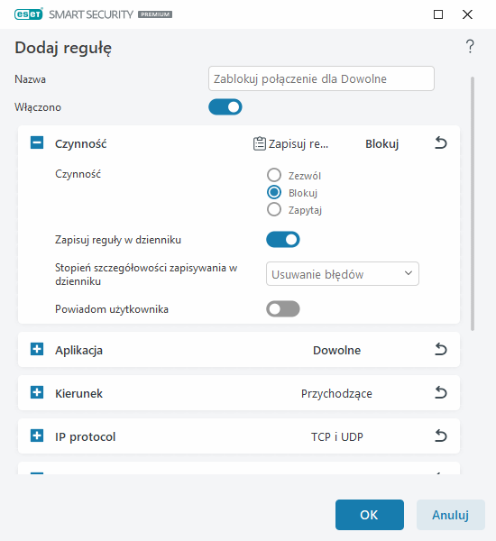 Dodaj regułę Dodaj regułę