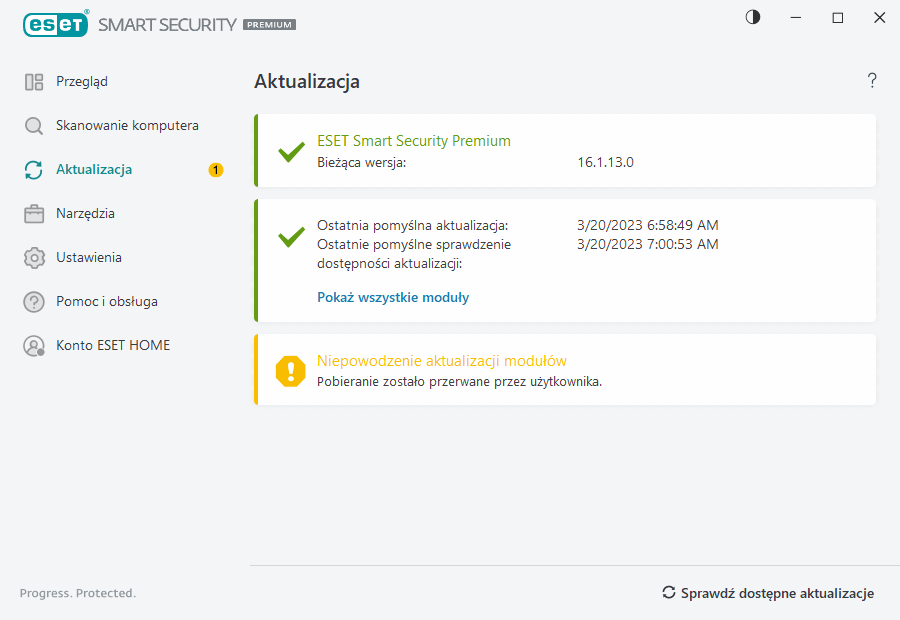 Niepowodzenie aktualizacji modułów Niepowodzenie aktualizacji modułów