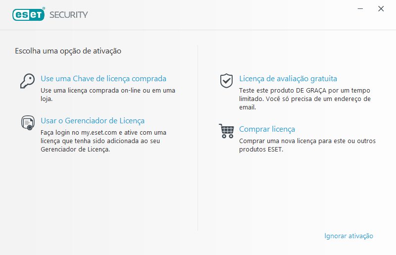 Ativação do produto Ativação do produto