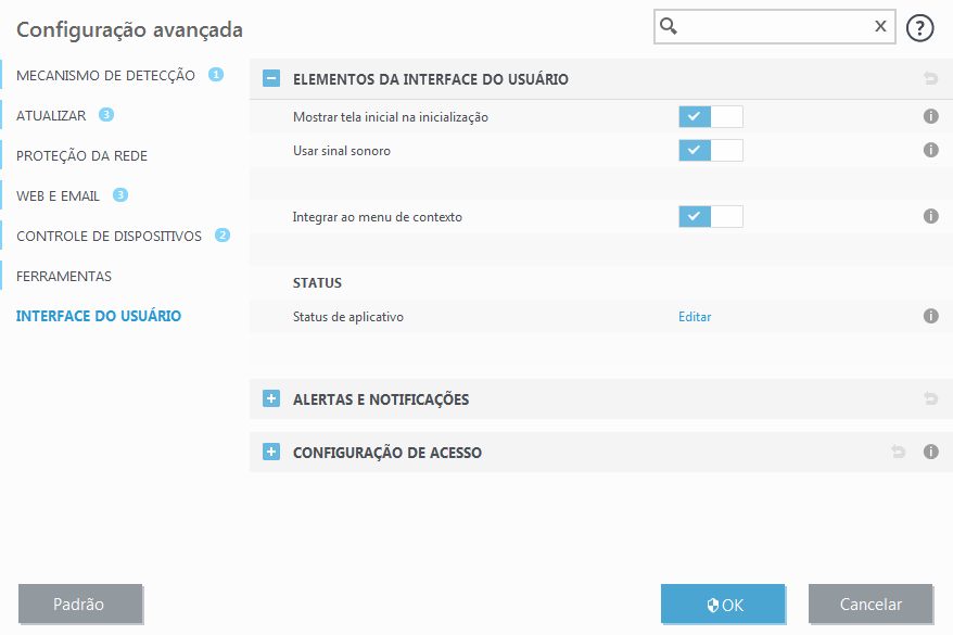 Elementos da interface do usuário Elementos da interface do usuário
