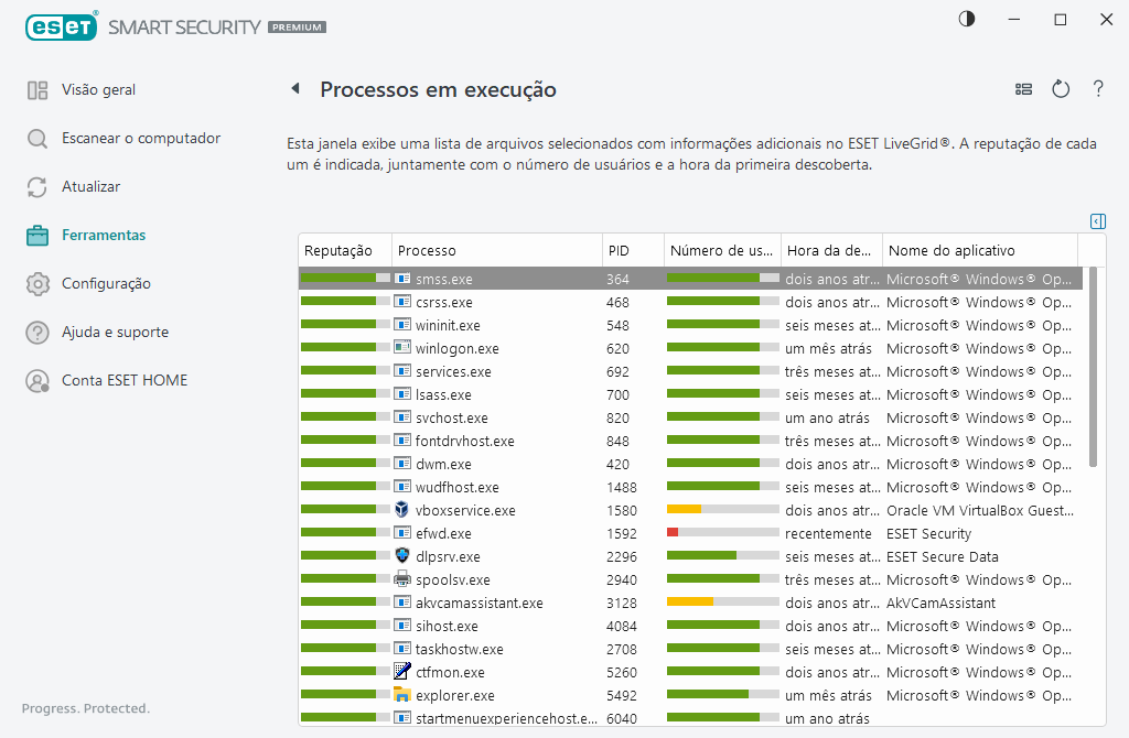 Processos em execução Processos em execução