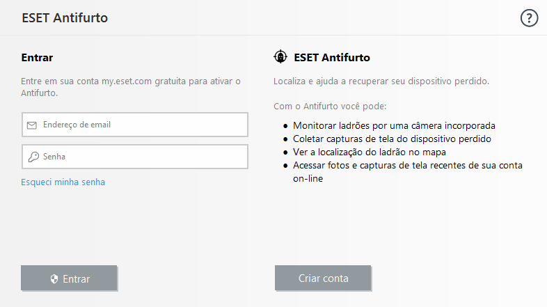 Entrar no ESET HOME