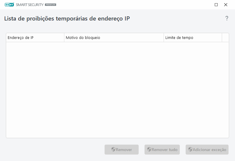 Lista de proibições temporária de endereço IP Lista de proibições temporária de endereço IP