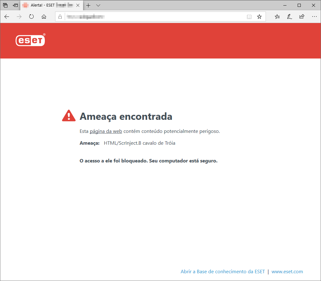 Ameaça encontrada Ameaça encontrada