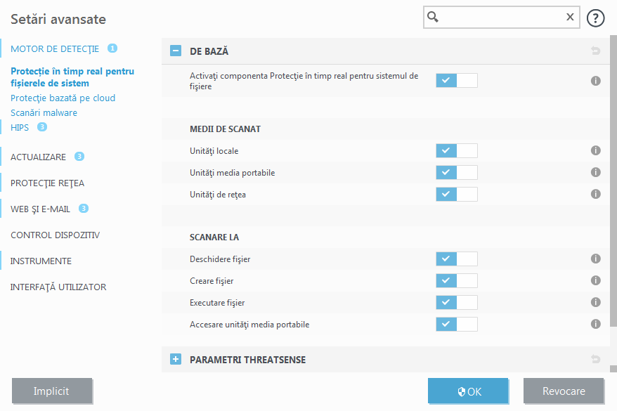 Protecție în timp real pentru sistemul de fișiere Protecție în timp real pentru sistemul de fișiere