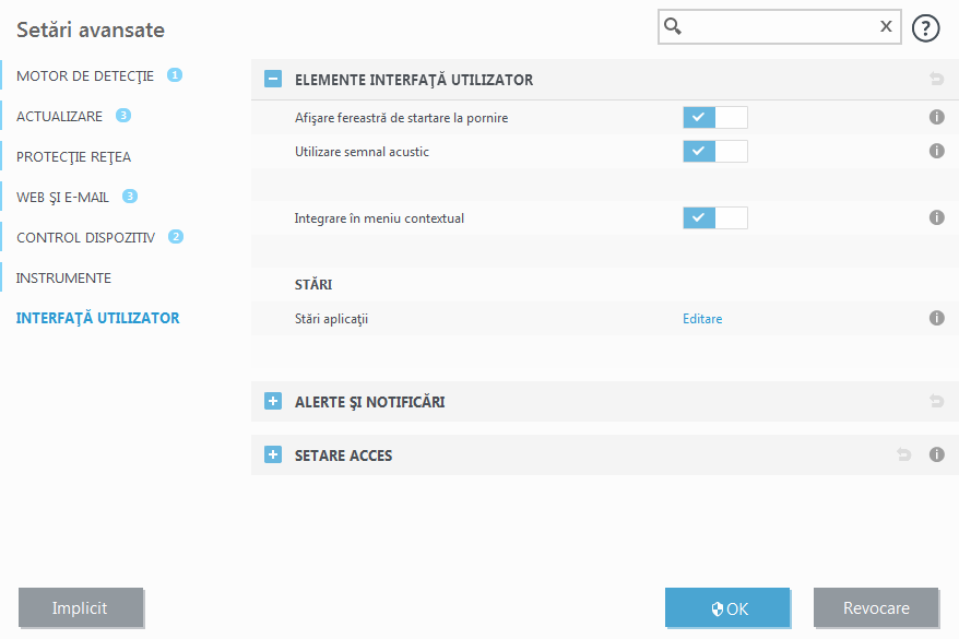 Elemente interfață utilizator