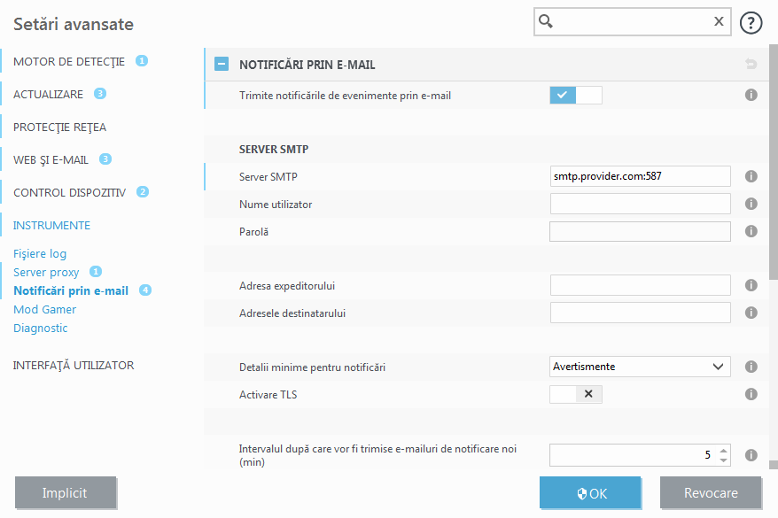 Redirecționarea notificărilor Redirecționarea notificărilor