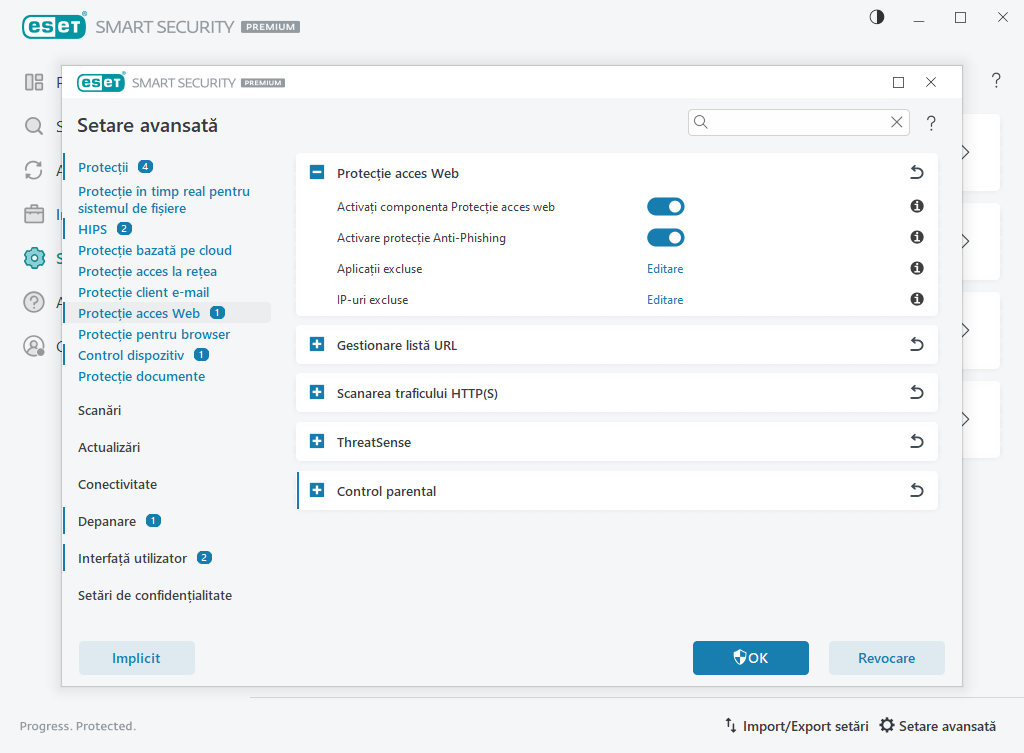 Protecţie acces web Protecţie acces web