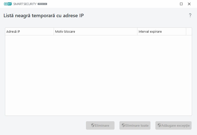 Lista neagră temporară cu adrese IP Lista neagră temporară cu adrese IP