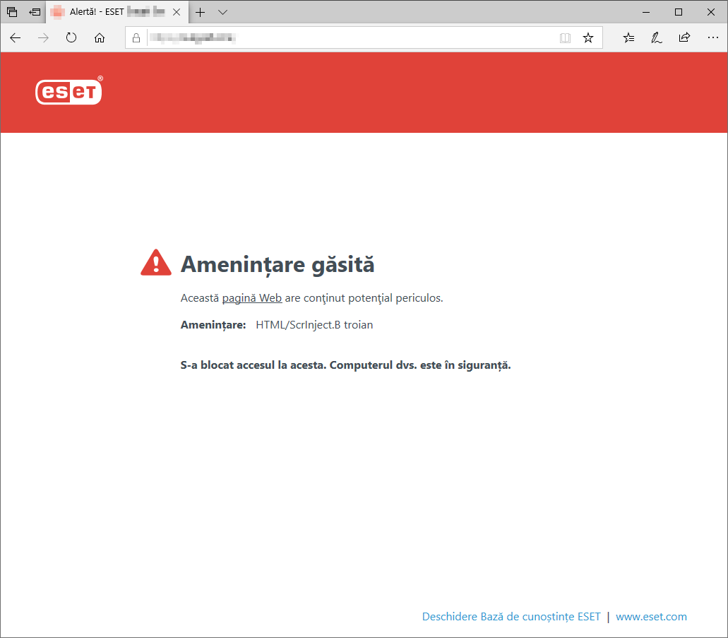 Amenințare găsită Amenințare găsită