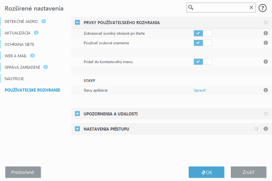 Prvky používateľského rozhrania