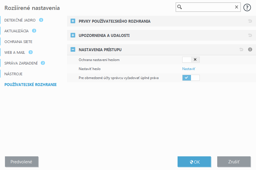 Nastavenia prístupu