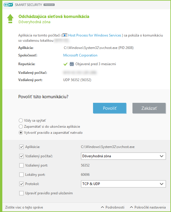 Odchádzajúca sieťová komunikácia