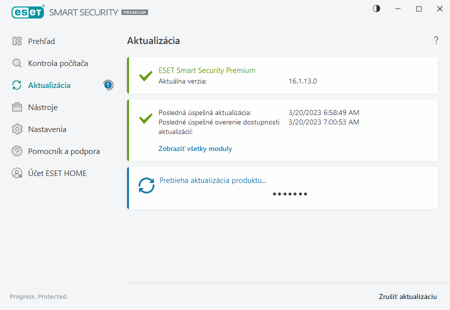 Priebeh aktualizácie Priebeh aktualizácie