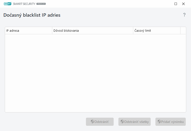 Dočasný blacklist IP adries Dočasný blacklist IP adries