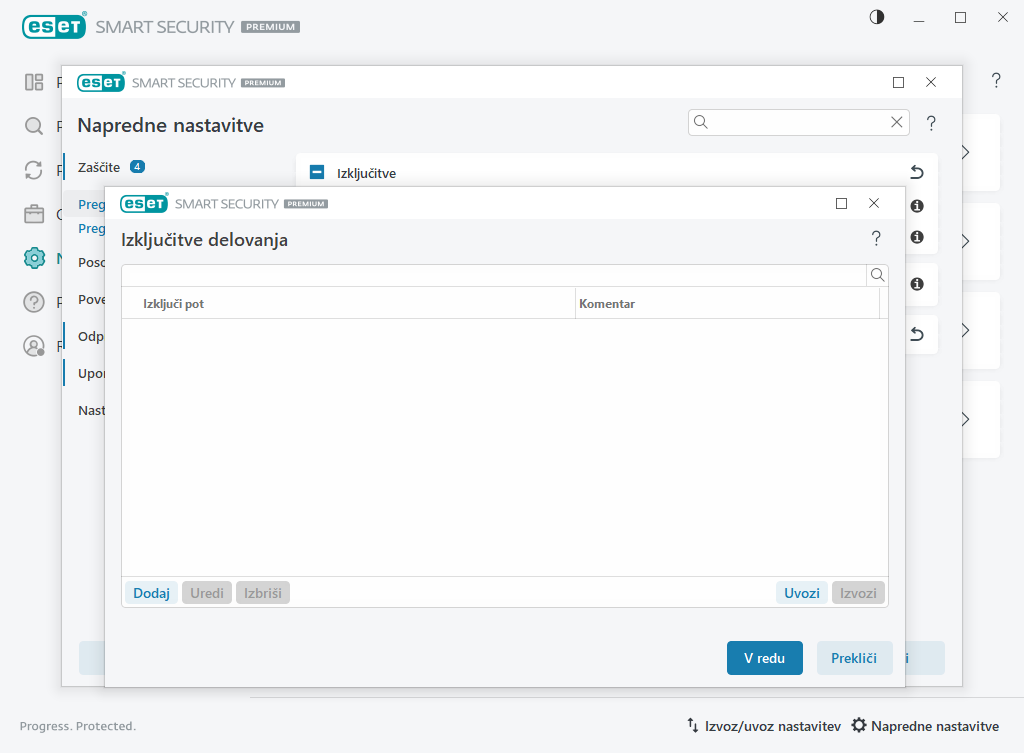 Izključitve delovanja Izključitve delovanja