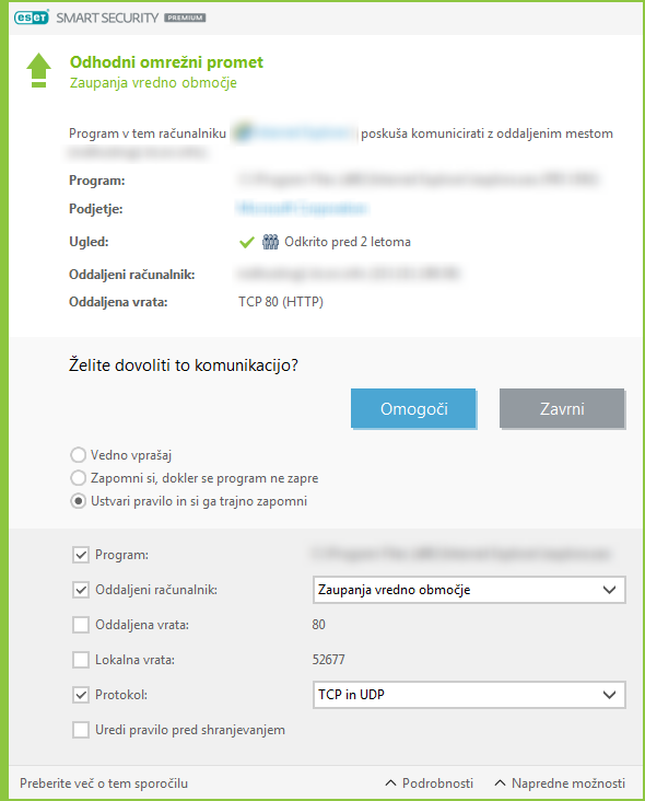 Odhodni omrežni promet Odhodni omrežni promet