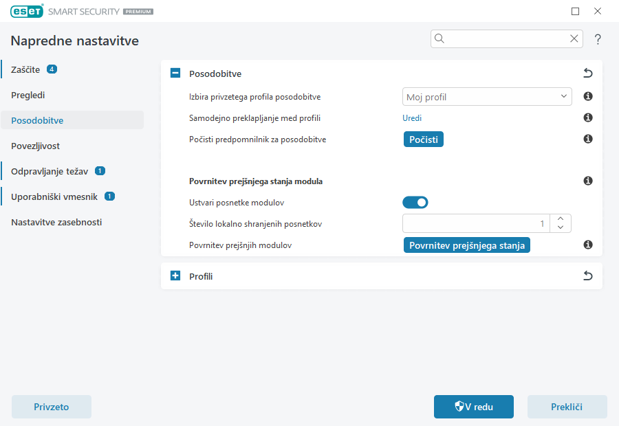 Časovni interval prejšnjega stanja posodobitve Časovni interval prejšnjega stanja posodobitve