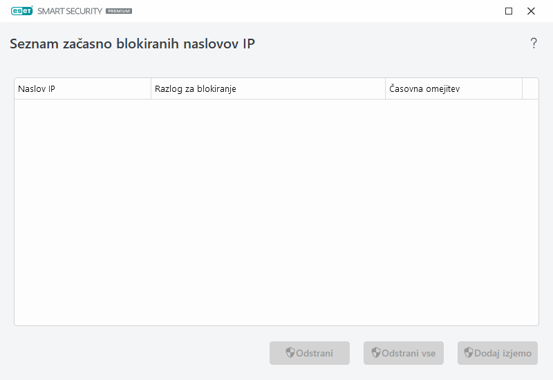 Seznam začasno blokiranih naslovov IP Seznam začasno blokiranih naslovov IP