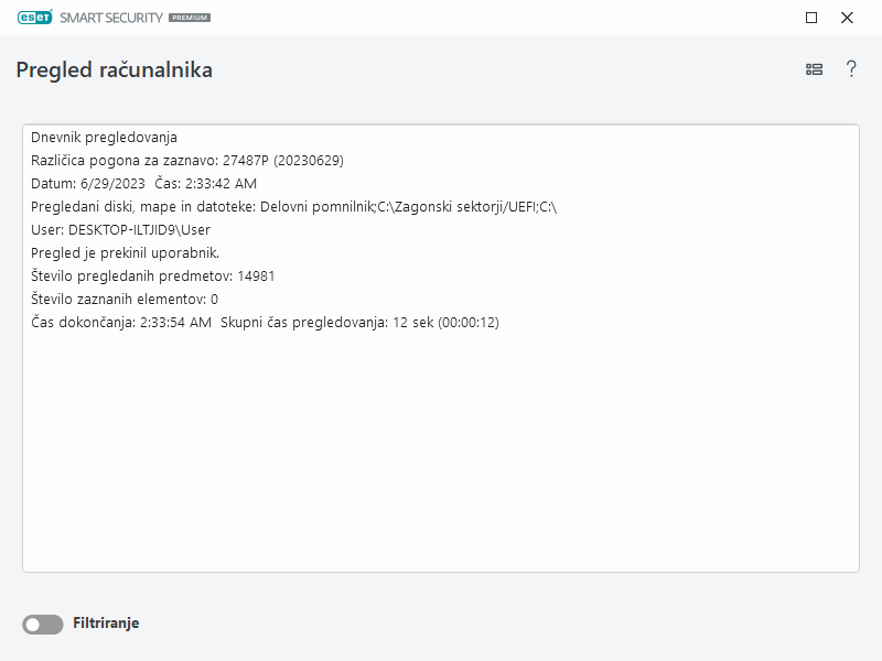 Dnevnik pregleda računalnika Dnevnik pregleda računalnika