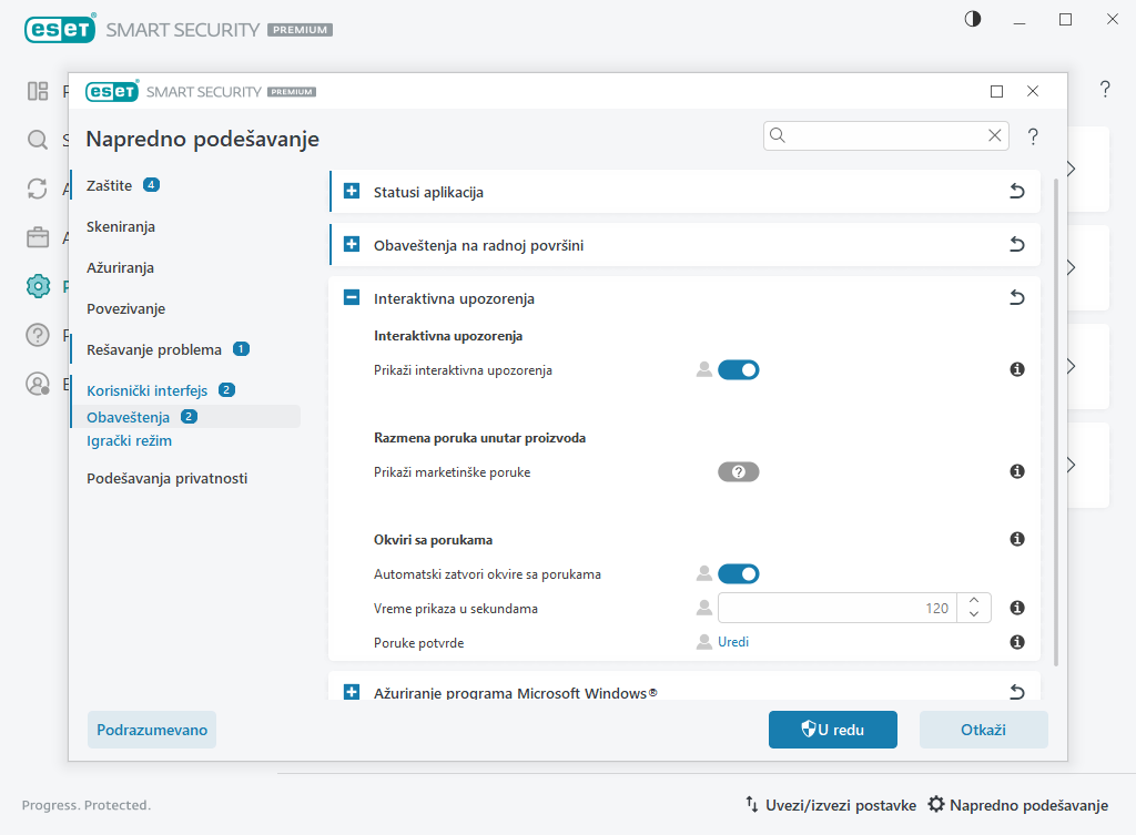 Obaveštenja na radnoj površini Obaveštenja na radnoj površini