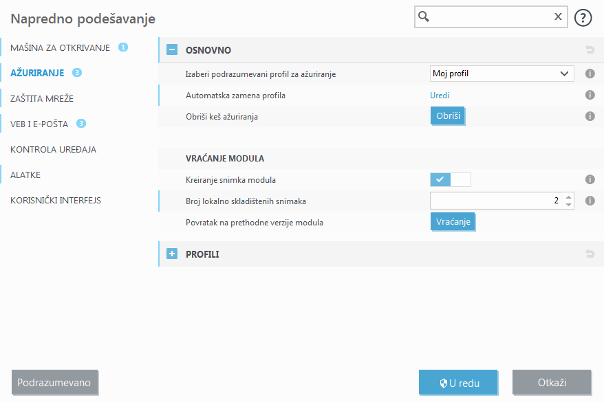 Vraćanje modula Vraćanje modula