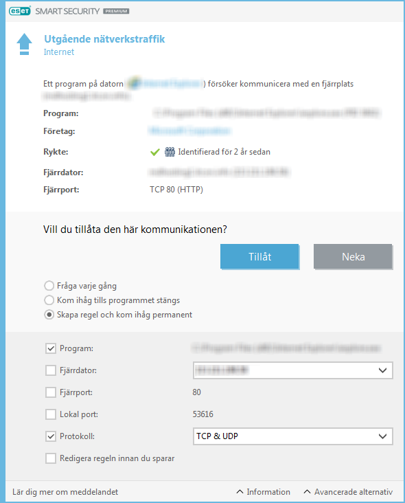 Utgående nätverkstraffik