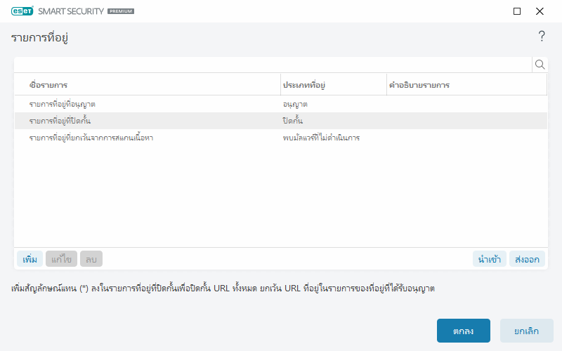 รายการที่อยู่ รายการที่อยู่