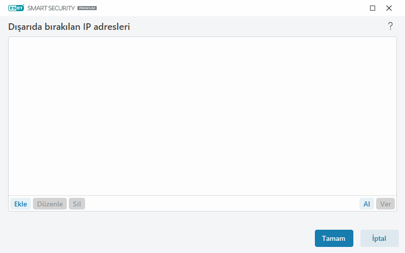 Tarama dışı bırakılan IP