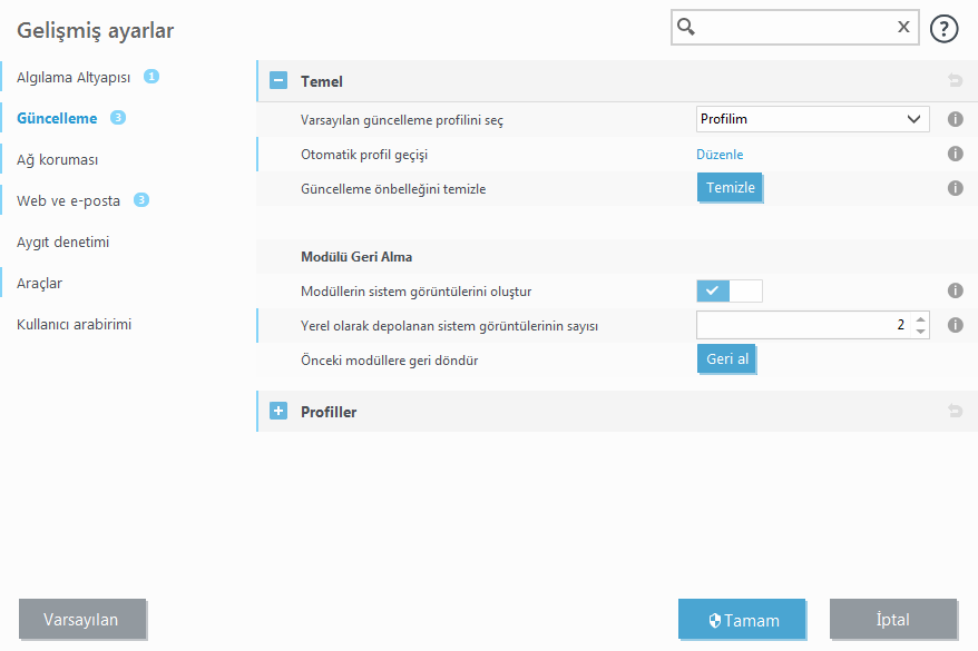 Ek güncelleme seçeneği Ek güncelleme seçeneği