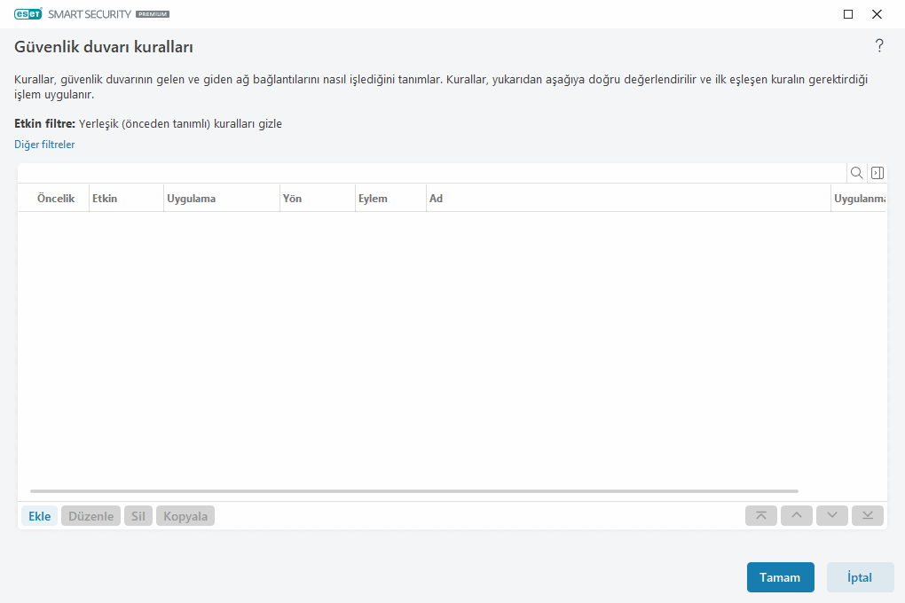 Güvenlik duvarı kuralları