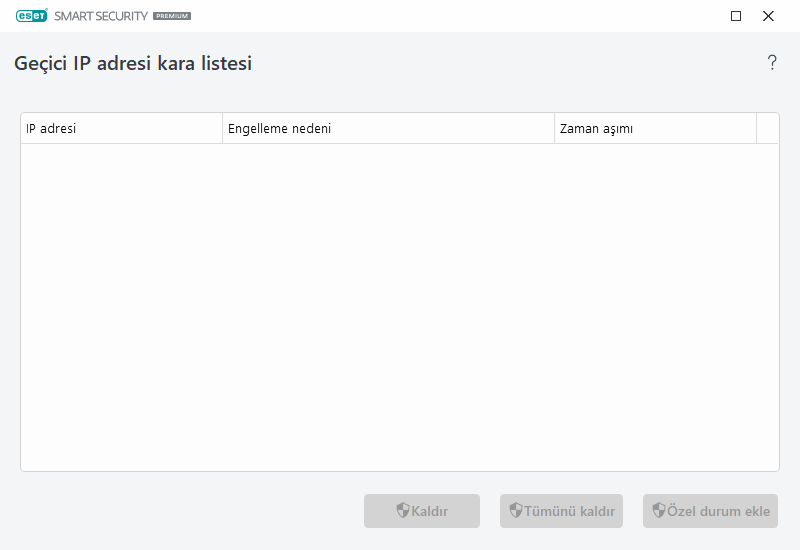 Geçici IP adresi kara listesi