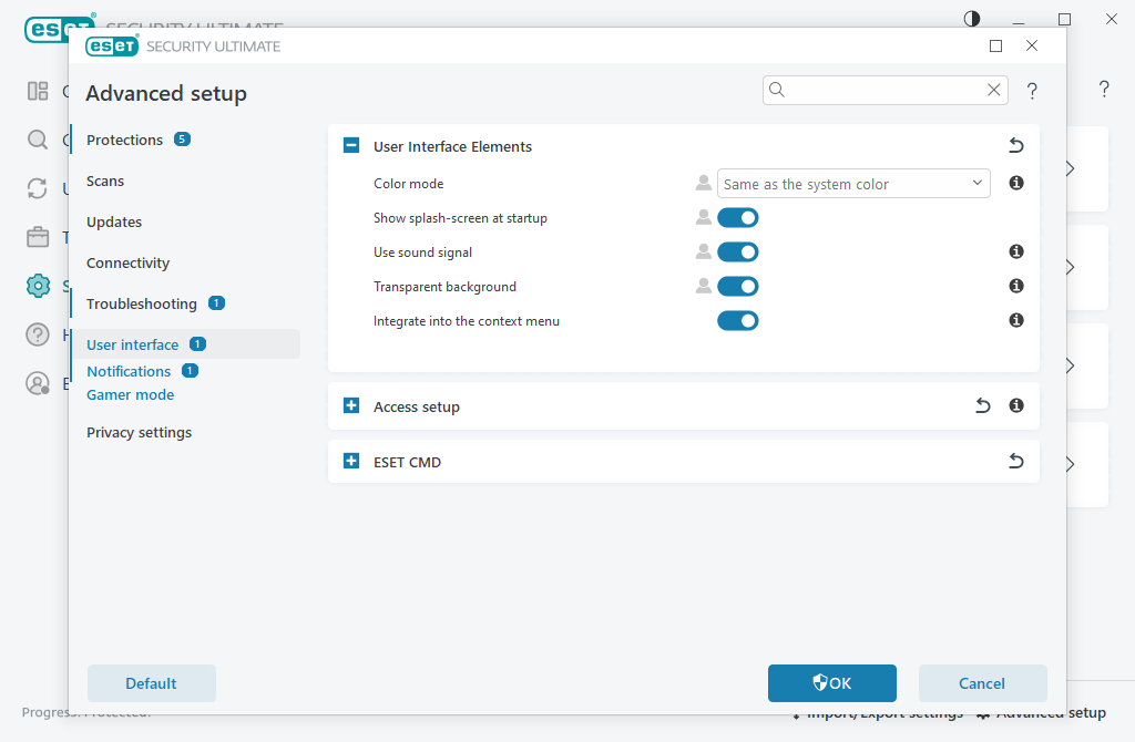 User interface elements