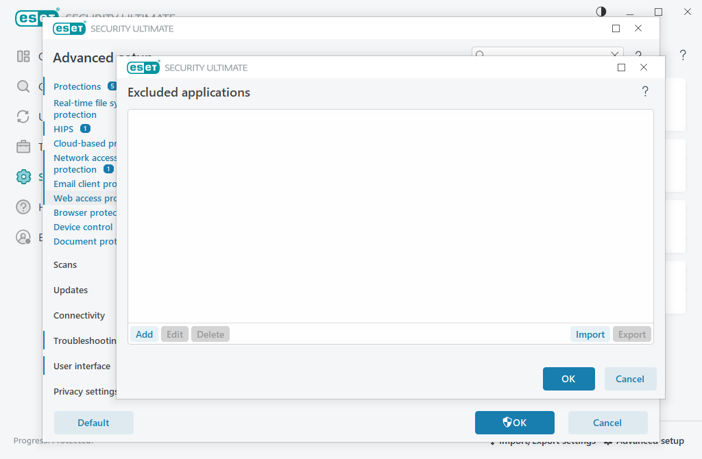Excluded applications